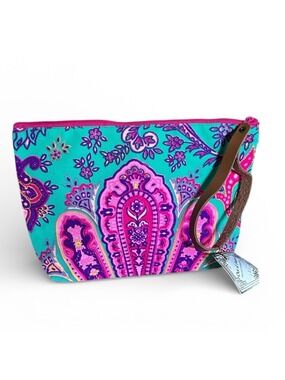 Out of Asia Thai Hill Tribal Screen Print Wristlet Clutch Makeup Bag